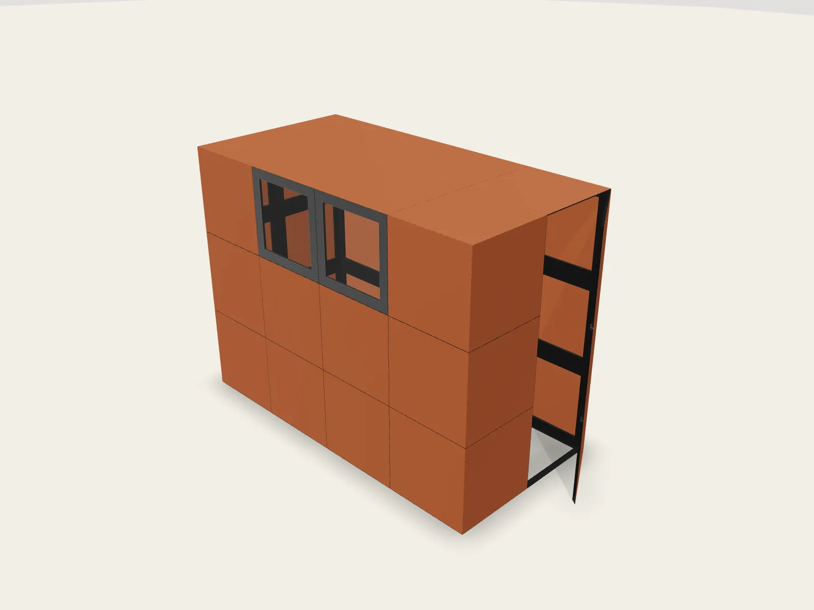Tall garden shed, 3×4×2 modules