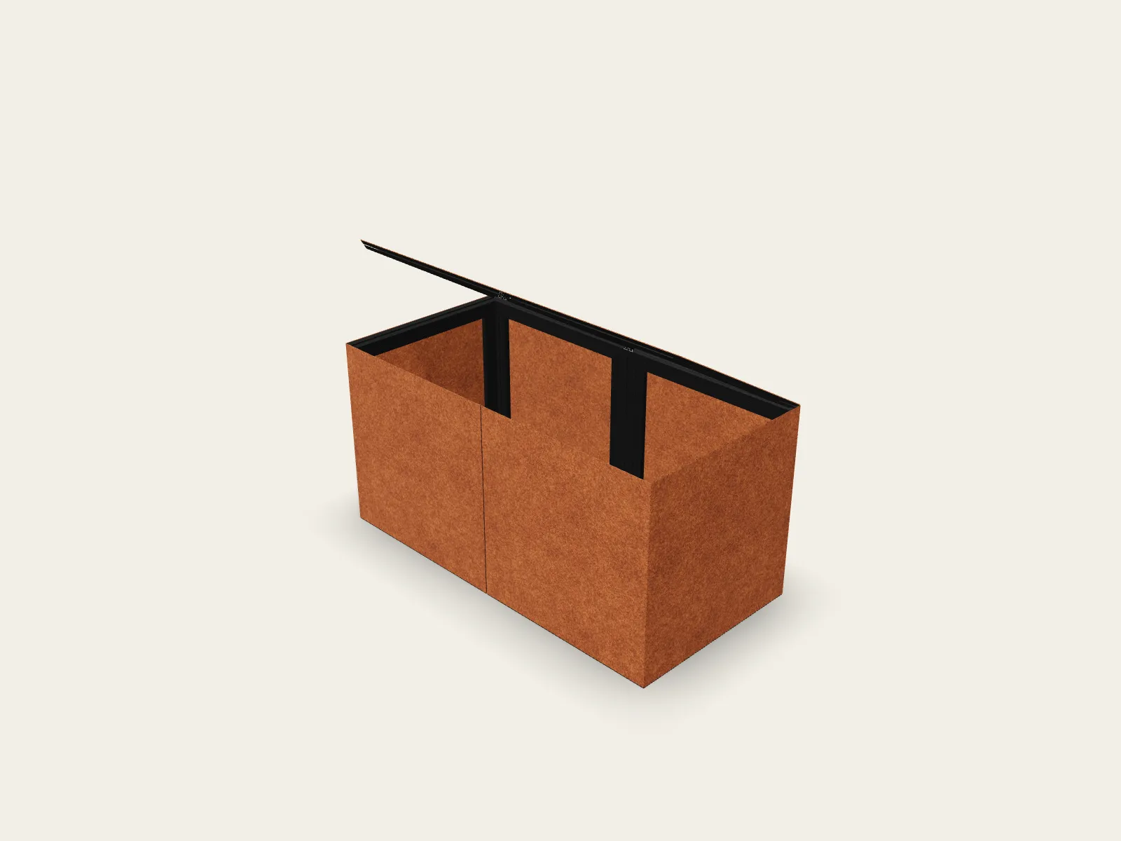 Double parcel mailbox with top hatch and left letterbox flap