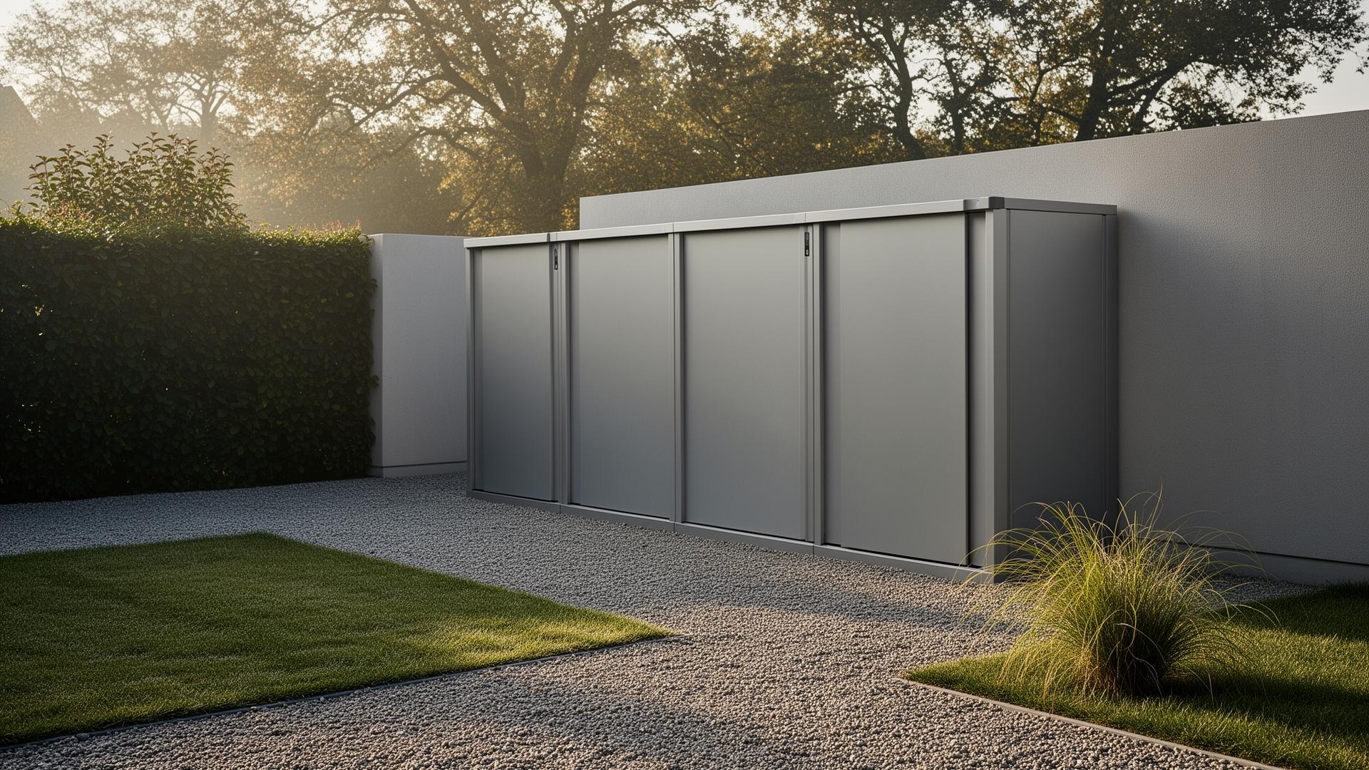 RO. modular aluminium units in soft morning light